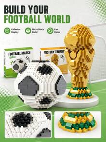 FIFA World Cup Trophy & Football Mini Building Blocks Set, 688/557pcs DIY Assembly Model, Desktop Decor Collectible Gift, Suitable For Football Fans - Multicolor - View 2