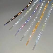 2pcs Star-Shaped Gradient Random Color Glowing Flat Shoelaces, 120cm Polyester Fluorescent Shoelaces, Replacement Shoelaces For Sneakers And Canvas Shoes, DIY Party Streetwear Shoelaces - Multicolor - View 7