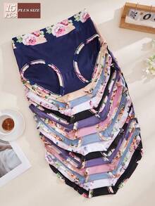 15pcs Plus Size Printed Comfortable Women Panties, Basic Intimate Underwear - Multicolor - View 1