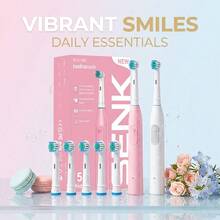 SENK Smart Electric Toothbrush, Pink And White Color Options, 4/8PCS Brush Head Set, 600mAh Lithium Battery 45 Days Long-Lasting Work, Suitable For Gifts, Personal Cleaning, Protect Oral Health - Multicolor - View 1