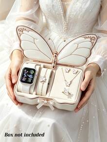 6Pcs/Set Girls Electronic Watch Jewelry Set, Minimalist Fashion Style LED Digital Display Calendar Watch With Butterfly Element Bracelet + Necklace + Ring + Earrings, Perfect For Outings/Photo Shoots/Class Reunions, Also A Unique Gift Choice For Girl (Gift Box Not Included) - Multicolor - View 4