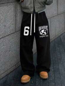 New Men's Casual Long Pants. Drawstring Minimalist Design. Pockets On Both Sides - Convenient For Carrying And Storage. Suitable For Outdoor And Daily Wear - Black - View 7