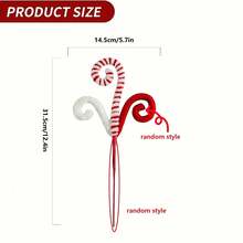 2 Pcs, Red/White Christmas Tree Decorations Picks Christmas Tree Woolen Candy Curly Pick, Christmas Tree Decorations Home Office Vase Party Ornaments - Multicolor - View 3
