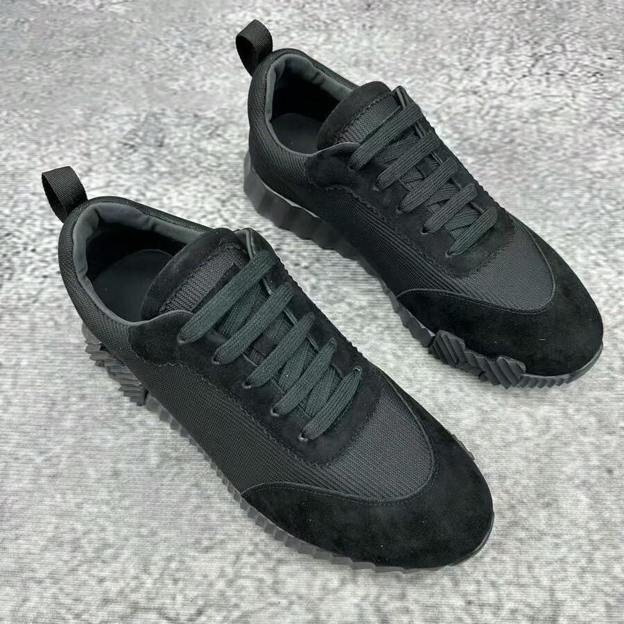 Versatile Casual Men's Shoes, Breathable, Sporty, Luxury Mesh Lace-Up Shoes, Comfortable Knit Upper, Genuine Leather Sneakers - 全黑網紗 - 查看 1
