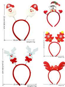 1/5 Piece Classic Christmas Headband - Holiday Party Accessory With Santa, Reindeer, Christmas Tree Design - Durable Plastic Construction, Non-Electric, Feather-Free Seasonal Headband - Headband - View 4