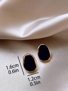 1 Pair Black Hoop Earrings Studs Luxury High-End Design Niche Style Suitable For Women's Daily Wear - Black - View 4
