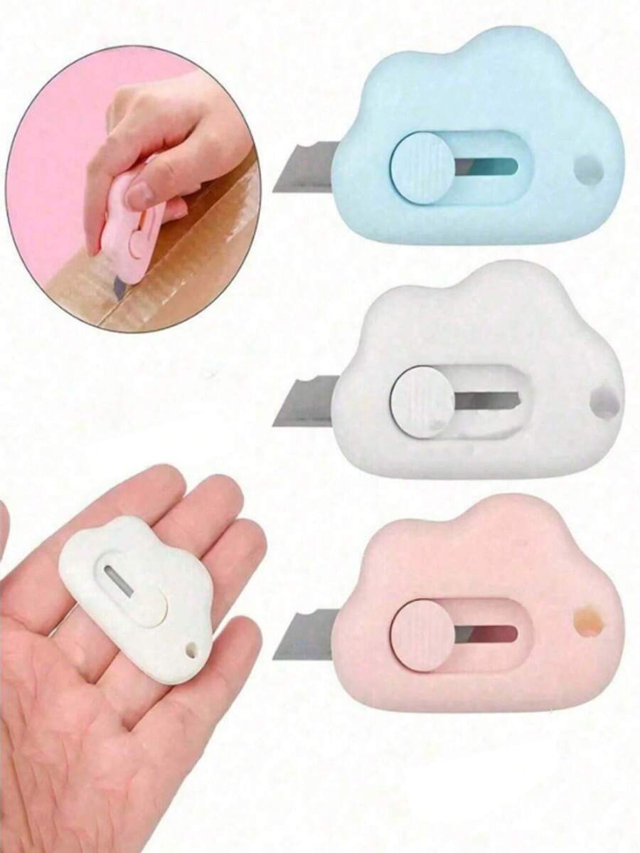 2pcs Multi-Function Portable Utility Knife, Retractable Letter Opener, Cardboard & Paper Cutting Razor, Smooth Mechanical Operation, Suitable For Office, Home, Crafts, Unboxing, Cardboard, Paper, DIY Use - Multiple Styles - View 1