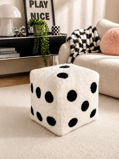 1pc 3D Dice Shaped Plush Pillow, Soft Fluffy Minimalist Decorative Square Cushion, Fuzzy Sofa Throw Pillow, Suitable For Living Room And Bedroom Home Decor