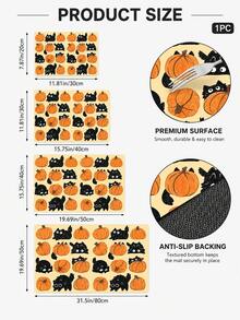 1pc Cat & Pumpkin Pattern Diatom Mud Kitchen Dish Drying Mat, Halloween, Can Be Used As Halloween Gift, Halloween Decoration, Absorbent Dish Drying Mat, Coffee Machine Mat, Dishwashing Mat, Sink Mat, Kitchen Countertop Protector, Suitable For Cups, Plates, Tableware And Kitchen Decor - Multicolor - View 5
