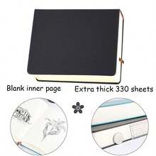 1pc A4/A5 Extra Thick Blank Notebook, Handmade Leather Cover, High Aesthetic & Convenient, Suitable For Sketching, Drawing, Daily Recording, Office, School, Home Use, Back To School Essential - A - View 3