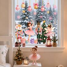 Nutcracker Christmas Window Stickers, Ballet Girl Snowflake Christmas Tree Window Stickers, Pink Holiday Static Cling Glass Decals, Christmas Home Decor - Christmas Soldier - View 4