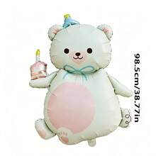 Cute Birthday Bear Aluminum Foil Balloon, Cartoon Design, Birthday Party Inflatable Decoration - Multicolor - View 8