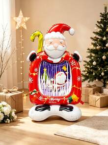 1pc Base Frame Santa Claus Aluminum Foil Balloon, Suitable For Christmas Party Decoration, Christmas Photo Props, Theme Party Decoration, Christmas Atmosphere Decor - View 1
