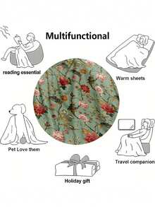 Soft And Comfortable Exquisite Printed Cute Animal Blanket, 2D Flat Printed Pattern Multi-Purpose Blanket For Sofa, Bed And More, Outdoor Camping Leisure Blanket, Suitable For Home, Picnic, Travel, All Seasons Comfort, Modern Style, Polyester, Machine Washable - Multicolor - View 6