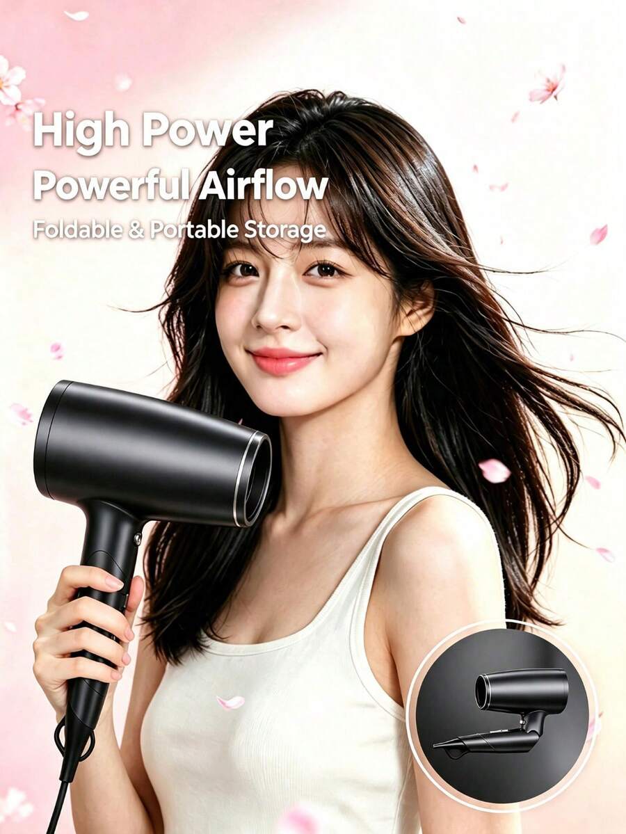 Ionic Hair Dryer Professional Cold Air Mode Anti-Frizz 2 Speed 3 Temperature Settings With Diffuser And Concentrator Nozzle Styling Comb Portable Travel Hair Dryer Unisex Gray - Grey - View 1