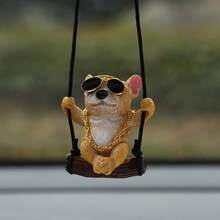 1pc Cute Swinging Pet Dog Car Rearview Mirror Hanging Ornament Car Interior Decoration - A - View 7