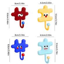 Bộ 4 móc treo tường thiết kế Dopamine Puzzle, bộ lưu trữ phòng tắm không cần khoan, phù hợp cho gạch, gương, cửa, thiết kế không cần lắp đặt, giá treo khăn, quần áo, mũ, chìa khóa, móc dán tường phòng tắm và nhà bếp (miếng dán DIY) - Xem 3