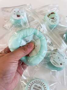 1/5 Pcs Cute Mint Green Fluid Squishy Ball, Soft Aesthetic Stress Relief Fidget Toy For Kids & Adults, Random Cute Sticker Design - Multicolor - View 2