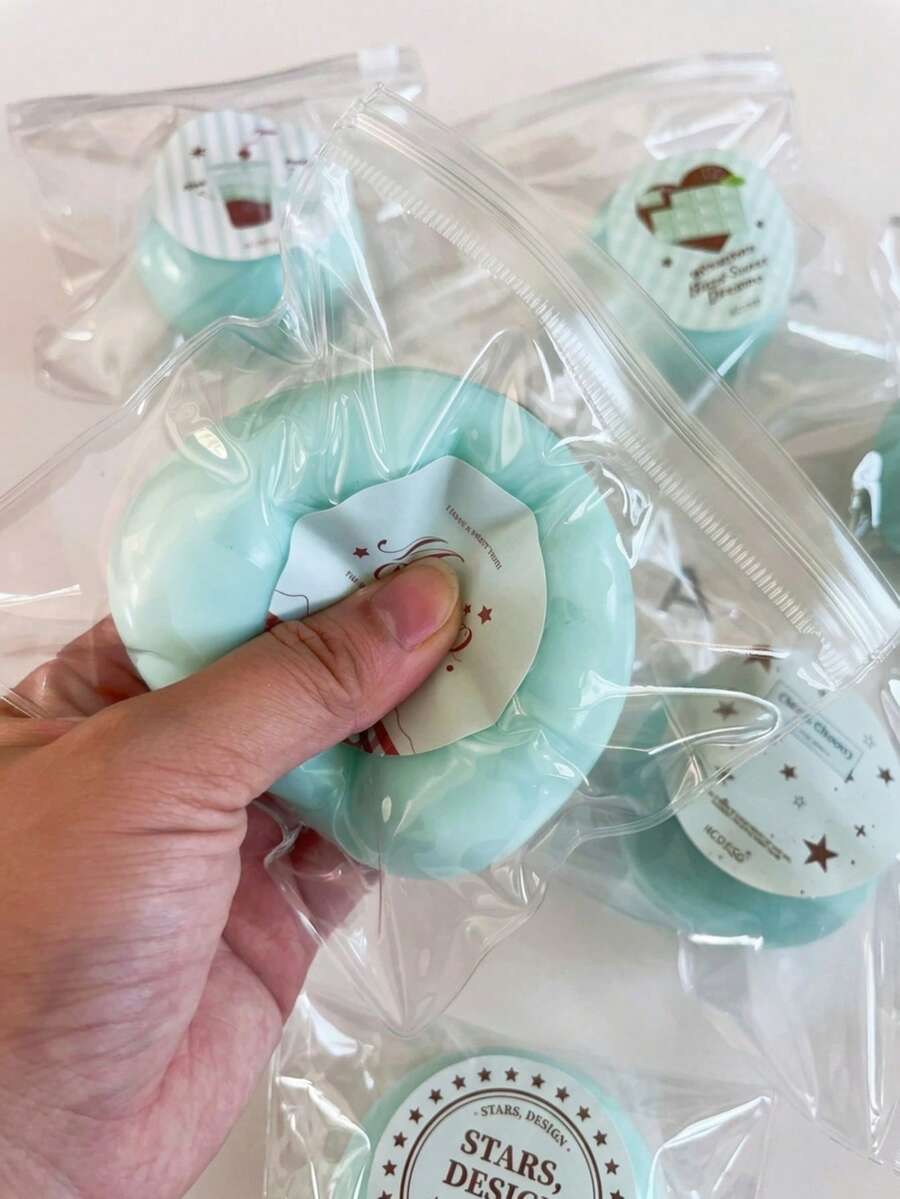 1/5 Pcs Cute Mint Green Fluid Squishy Ball, Soft Aesthetic Stress Relief Fidget Toy For Kids & Adults, Random Cute Sticker Design