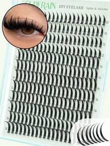 240 عنقود رموش D-Curl Spike، أطراف سوداء دقيقة مستدقة لمظهر عيون غربي حاد للغاية، أطوال مختلطة 10-18 ملم مع علامات الحجم، مثالية لمكياج عيون الثعلب ومشاهد الحفلات الموسيقية والارتداء اليومي الجريء - D - مشاهدة 8