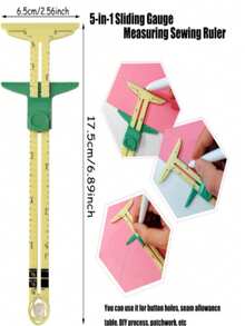 1pc Double-Sided Scale Sliding Sewing Ruler, Suitable For Fabric Sewing, Tailoring Measurement, DIY Handicrafts, Quilting, Made Of Durable Plastic, Precise Cutting And Manual Measurement Tool, Tailoring Tool - 5-in-1 Sewing Ruler - View 3