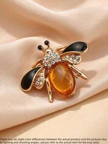 1pc Cute Rhinestone Bee Brooch, Women's Party Accessory, Insect Faux Pearl Brooch, Suitable For Daily Wear, Cardigan Set Clothing Accessory, Holiday Gift - Multicolor - View 7