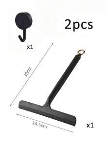 2pcs Glass Surface Cleaner And Silicone Material Scraper With Convenient Handle, Hook For Hanging Storage, Saving Space. Suitable For Bathroom, Shower, Kitchen, Mirror, Tile, Countertop - Multicolor - View 12