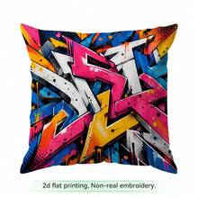 4pcs/1pc Colorful Street Graffiti Pattern Pillow Case Without Insert, Single-Sided Printed Pillow Case, Suitable For Living Room Bedroom Home Decor, All-Season Pillow Case - Multicolor - View 11