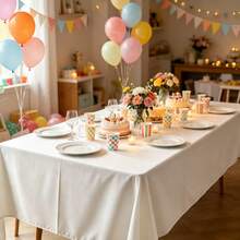 1pc White Wrinkle-Resistant Polyester Tablecloth - Halloween, Christmas, Birthday Party Decoration, White Tablecloth, Suitable For Outdoor Picnic, Wedding, Camping, Kitchen - White - View 8