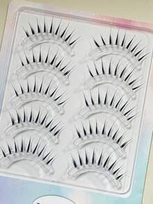 Girl Group Style False Eyelashes, One-Piece A-Shape Little Devil Style Eye Makeup, Japanese Natural Style, Girly Makeup Look, False Eyelashes, Natural Look, Simulated Transparent Upper Eyelashes - View 4