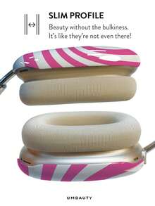 GIIPPA Glossy Hard Ear Cup Protective Cover, Pink Striped Pattern, Unisex Anti-Scratch Shell, Compatible With AirPods Max 1/2 Oval Over-Ear Headphones, Suitable For Daily Commute, Campus, Cafe, Travel, Picnic And Other Scenarios, Matching Accessories - Pink - View 4
