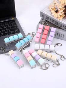 1pc 2/4 Key Mechanical Keyboard Keychain, Colorful Stress Relief Fingertip Key Ring Pendant, Decompression Bag Charm, Car Keychain - Multicolor - View 9