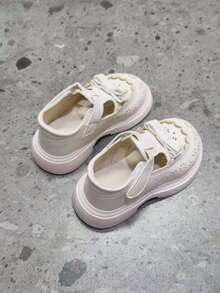 1 Paar Mädchen Mode Flache Slip-On Lederschuhe, Kleinkindschuhe, rutschfeste weiche Sohle Baby Lauflernschuhe, Mary Jane Schuhe, Outdoor Strand/Reise/Gehschuhe, geeignet für Frühling, Sommer, Herbst - Weiss - Übersicht 6