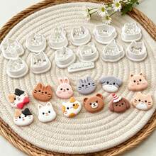 13Pcs Cute Animal Head Polymer Clay Cutters, Cat Rabbit Bear Dog Pattern Clay Molds, DIY Handmade Earring Pendant Jewelry Craft Tools - 13pcs - View 8
