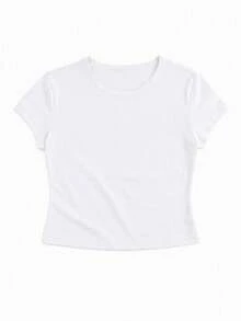 亮片翅膀刺繡 Y2K 短版上衣 T-shirt，修身街頭風短版上衣，夏季女款派對休閒白色 - 白色 - 查看 4