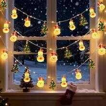 Christmas Light 20 LED Snowman Santa Claus Christmas Tree Hybrid Battery Power Supply (Excluding Battery) Christmas Cartoon Pendant, 2 Flashing Modes, Suitable For Indoor Christmas Tree Decoration, Home, Gatherings - Warm White - View 16