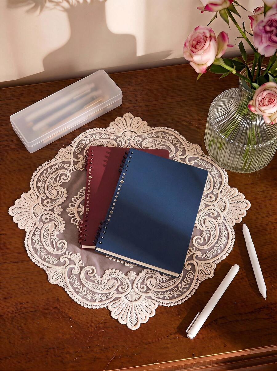 Cirelle 1PC Retro A5 Loose-Leaf Notebook, Thick Detachable Refillable Journal For School Student, Simple Aesthetic Stationery, Back To School Gift - Style 1 - View 1