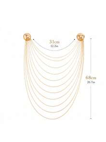 1PC Ins Fashion Multi-Layer Chain Fringed Brooch, High-End Double-Round Pin For Formal Evening Gowns - Gold - View 5
