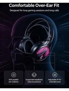 Acer Gaming Headset Wired Over-Ear Headphones OHW201-A With Microphone For Online Classes, Customer Service, Esports, And Study, Universal Computer Headset For Delta Force And , USB/3.5mm Interface, Compatible With PC - View 6