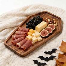 1PC Coffin‑Shaped Wood Gothic Tray, Halloween Harvest Back‑To‑School Tableware, Vintage Gothic Dinner Dessert Snack Plate, For Halloween Party Occult Tea Party, Kitchen Accessories & Gift - View 8