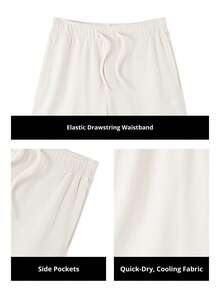 CAMEL CROWN Men's Casual Cotton Loose Fit Drawstring Knee-Length Shorts, Summer - Rice Apricot - View 9