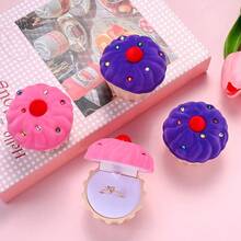 1 Pc Exquisite Cake Velvet Jewelry Box Shiny Crystal Ring Container Wedding Ring Boxes For Earrings Necklace Bracelet Display Gift Box Holder - Multicolor - View 1