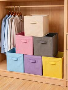 1 buah Kotak Penyimpanan Lipat Tanpa Tutup, Kotak Pengorganisasi Pakaian Besar dari Kain Non-Anyaman, Pola Polos Multi-Warna Gaya Sederhana, Wadah Penyimpanan Lemari untuk Dewasa, Kamar Asrama, Penggunaan Sehari-hari Sepanjang Musim, Perlengkapan Pengorganisasi Rumah Lipat Lembut dan Empuk - MultiWarna - View 4