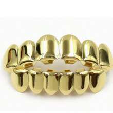 1 buah HIPHOP Hip Hop Teeth Grillz Gigi Tajam Berlapis Emas Dekorasi Gigi - MultiWarna - View 1