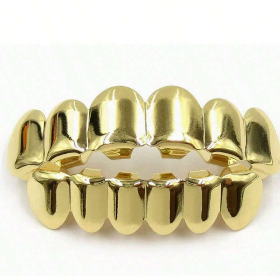 1 buah HIPHOP Hip Hop Teeth Grillz Gigi Tajam Berlapis Emas Dekorasi Gigi - MultiWarna - View 1