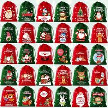 CARRIECUR 30 Buah Kantong Hadiah Natal dengan Tali Serut, Kantong Permen Beludru Merah Hijau dengan Motif Kartun Santa, Rusa Kutub, Manusia Salju, dan Manusia Kue Jahe, Kantong Suvenir Natal untuk Pesta. - View 1