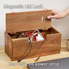 1 PC Wood Cable Management Box, Wooden Cord Hider & Organizer For Power Strip, Electrical Hiding, TV Wires, Desk & Floor Cables - Office Under Desk Cable Storage Box For Wire - View 3
