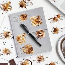50Pcs Retro Coffee Phrase PET Stickers Creative Decoration Phone Case Stationery Box Water Cup Guitar - Black - View 1