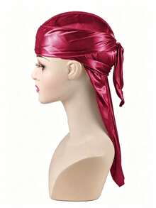 Silky Satin Durag For Men Women, Long Tail Tie Down Do Rag, 360 Waves Hair Wrap, Soft Head Scarf For Sleeping Hip Hop - A - View 9