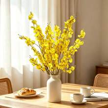 1pc/6pcs/21pcs, 95cm Artificial Yellow Dancing Orchid, Living Room Dining Table Vase Flower Arrangement Decor, Home Soft Furnishing Entrance Hall Decoration Artificial Cymbidium Orchid Fake Flower, Suitable For Wedding Decoration, Autumn Decoration, Garden Center Decoration, Party, Gift - Yellow - View 6